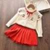 Baby Girl Clothes Set Sweet Outfits Autumn Winter Kids Girls Long Sleeve Knitted Embroidery Sweater + Skirt 2pcs Set
