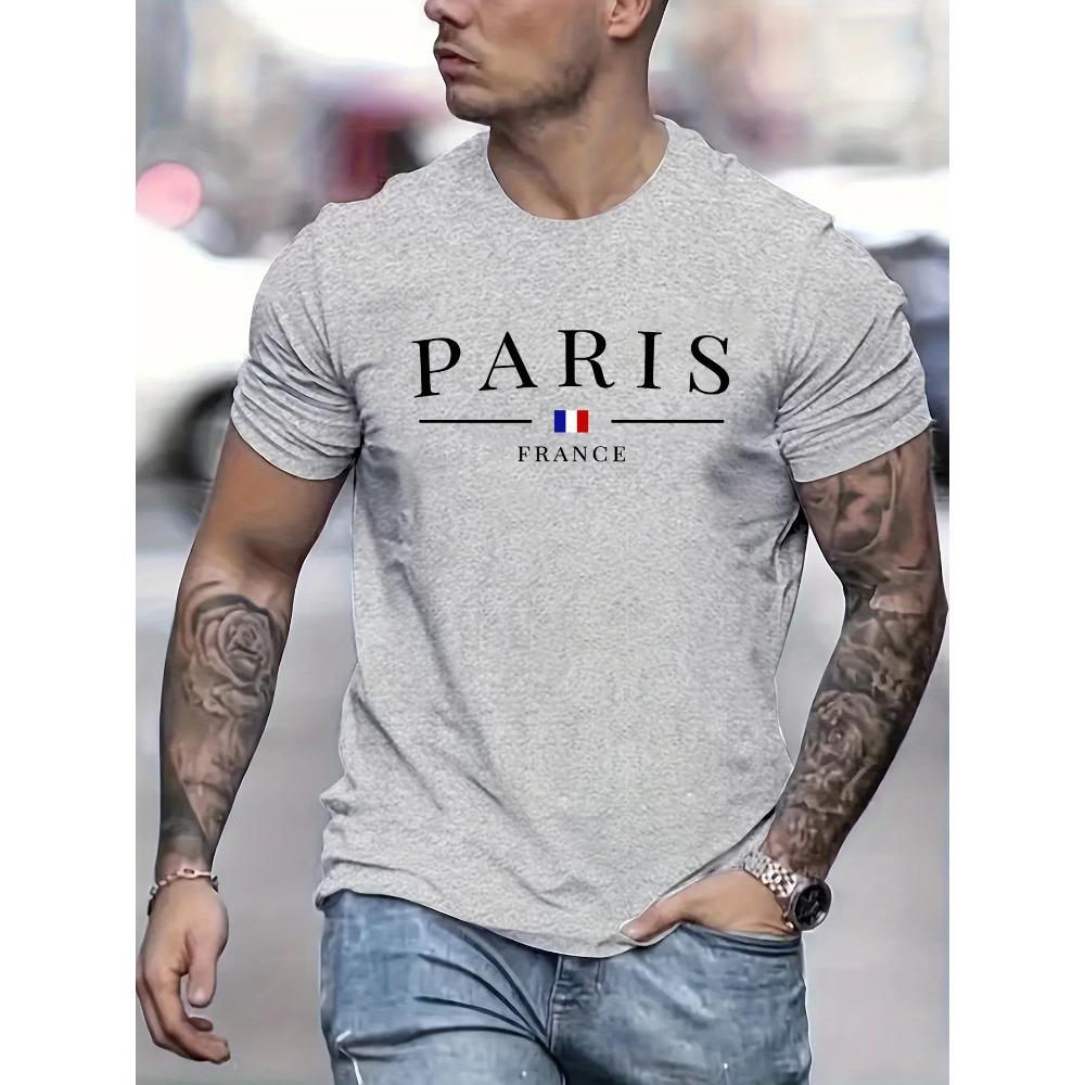 Summer Men's 100% Cotton Casual Loose Large Size French Pattern Printed Comfortable Round Neck Short Sleeve T-shirt Top