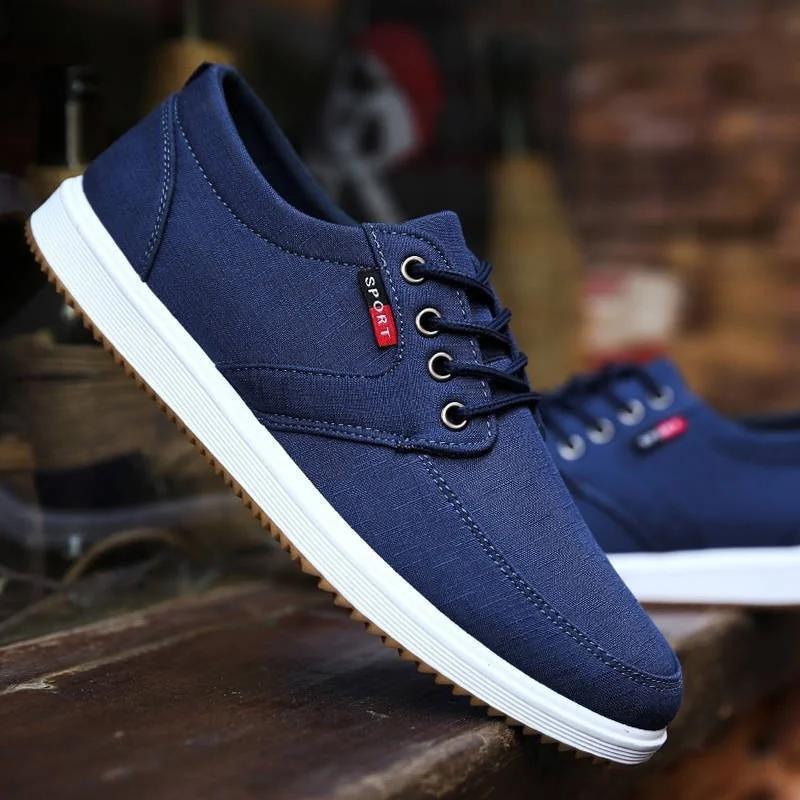 Men Breathable Casual Canvas Shoes Male Lace-up Office Work Shoes Father Walking Sneakers Youth Boy Flats Zapatillas Hombres