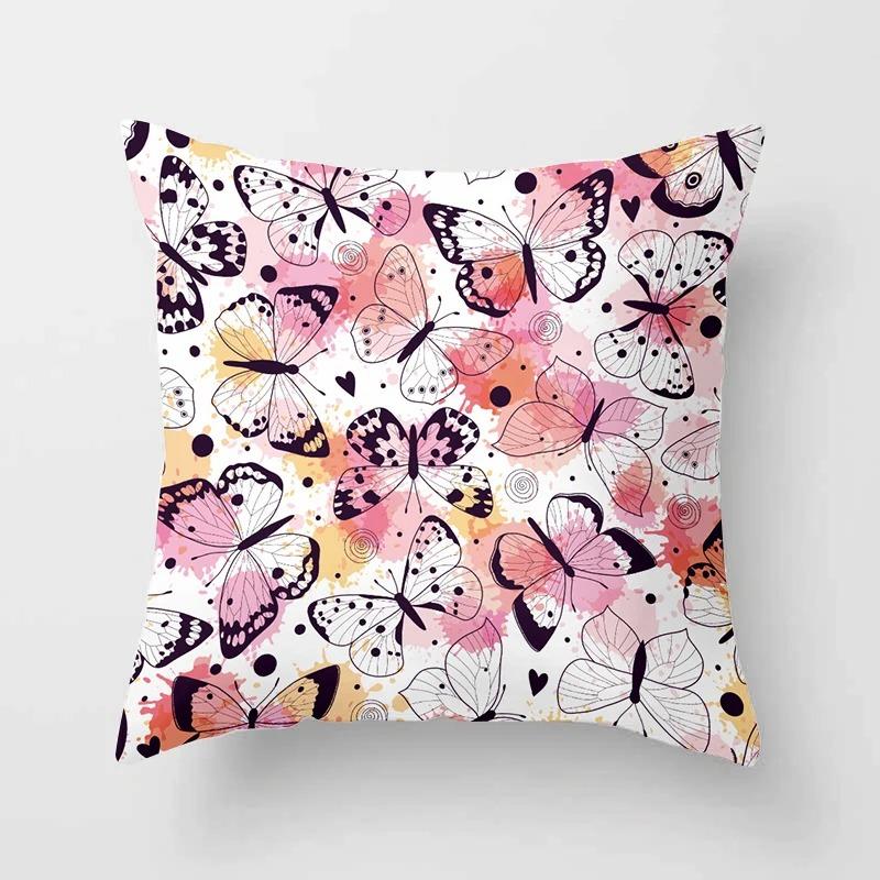 Colorful Flower Butterfly Pillowcase Office Living Room Car Ornaments Home Pillowcase