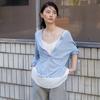 NOEUD Linen Henley Tee (Skyblue)