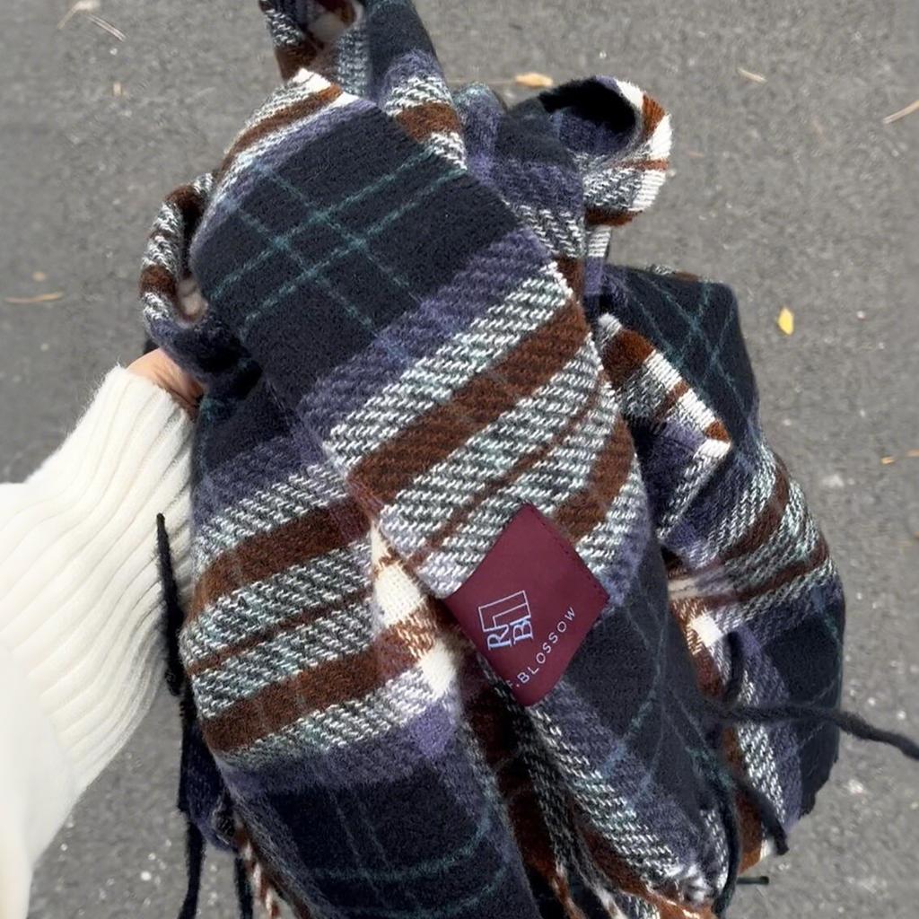Plaid Scarf Winter Shawl Atmosphere Warm Scarf Imitation Cashmere Retro New Versatile