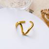 Gold Plated Stainless Steel Geometric Symmetry Line Open Ring for Women Men Line Texture Ring Charms Waterproof Jewelry Gift