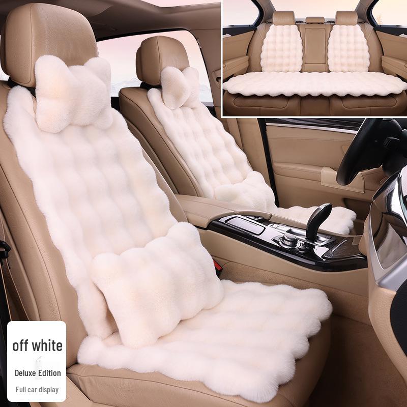 Plush Faux Rabbit Fur Car Seat Cushion: Luxurious Lumbar Support for Autumn and Winter Comfort