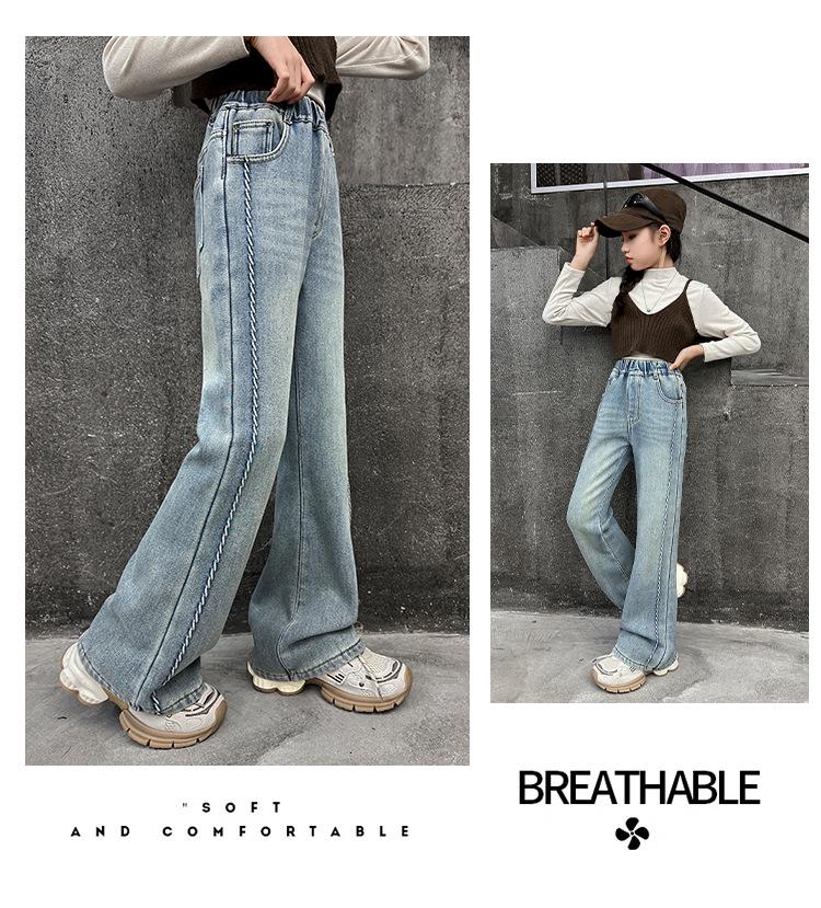 Girls' 2025 Fleece-Lined Straight-Leg Denim Jeans - Versatile, Thickened, Fashionable Winter Pants