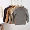 Autumn Winter Baby Boy Girl Solid Long Sleeve Bottoming Shirt Children Turtleneck Casual Tshirt Kid Striped Top Clothes