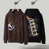 Unisex Oversized Hooded Sweatshirt With Foil Print Streetwear Cotton Pullover Fall