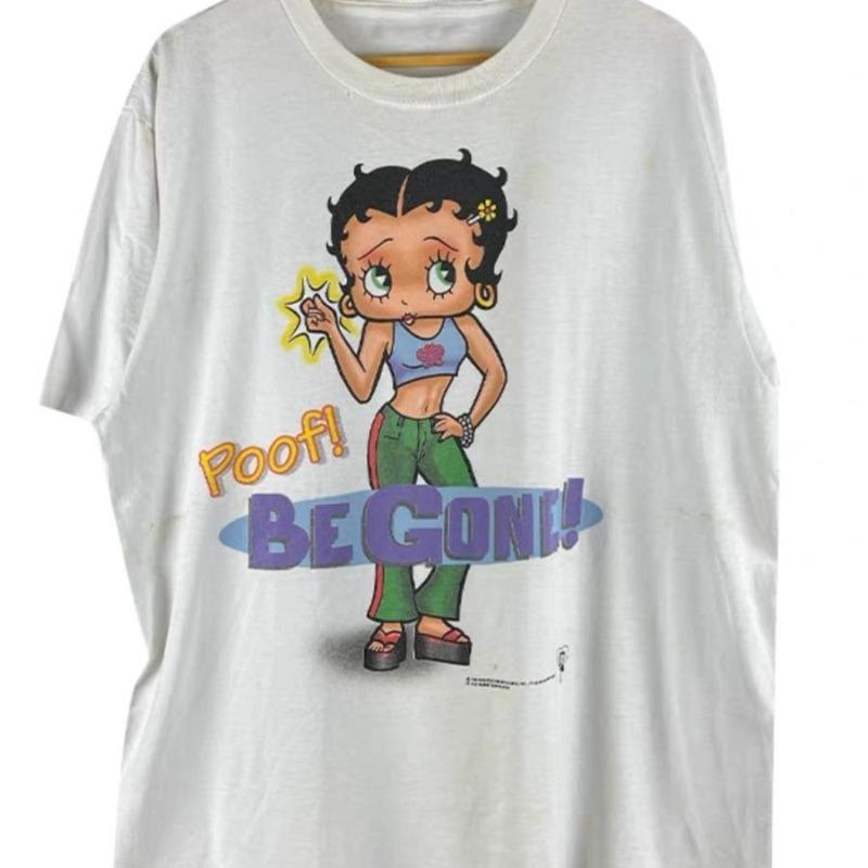 BettyBoop Betty Doll Summer 2025 Beauty Trendy Vintage Cartoon Printed Short Sleeve Men's and Women's Cotton Crew Neck T-Shirt