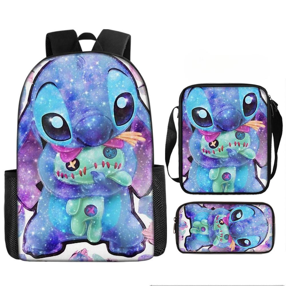 Disney Stitch School Backpack Oxford Cloth Lightweight Breathable Bookbag For Kids