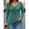 DICFY Women's Fashion Casual Autumn Winter V-Neck Long Sleeve Blouses & Shirts