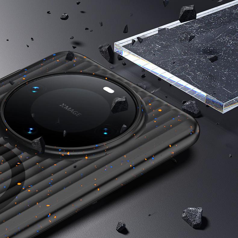 Huawei Mate70 Color-blocking Ink-splashing Phone Case with Matte Corrugated Pattern P70Pro+ Grating Magnetic Suction Protective Case