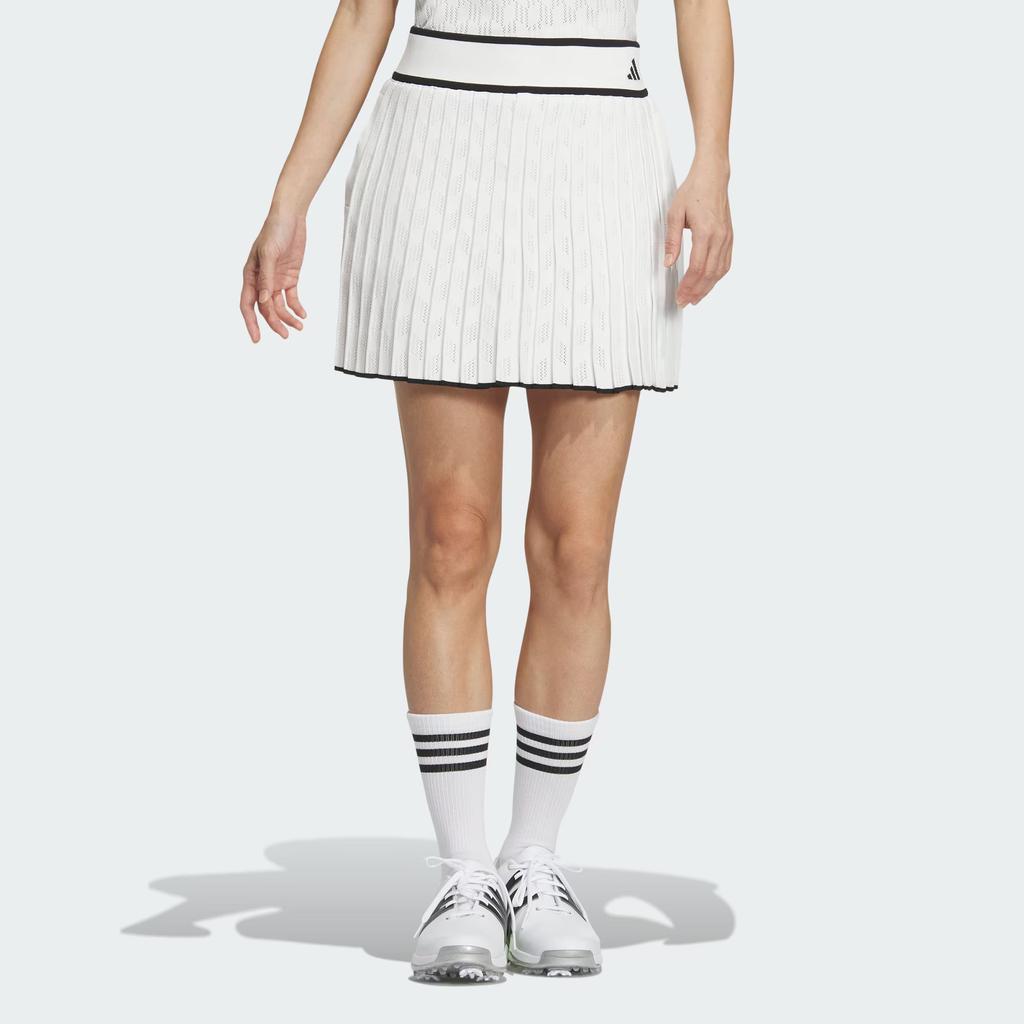Adidas Primeknit Pleated Skirt Color Block Golf Comfortable Knitted Casual Skirt Women Skirts White IN6590