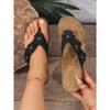 Women's Fashion Slip-On Flip Flops, Floral Decor Flat Sandals, Comfort PU Sole Casual Shoes for All Seasons