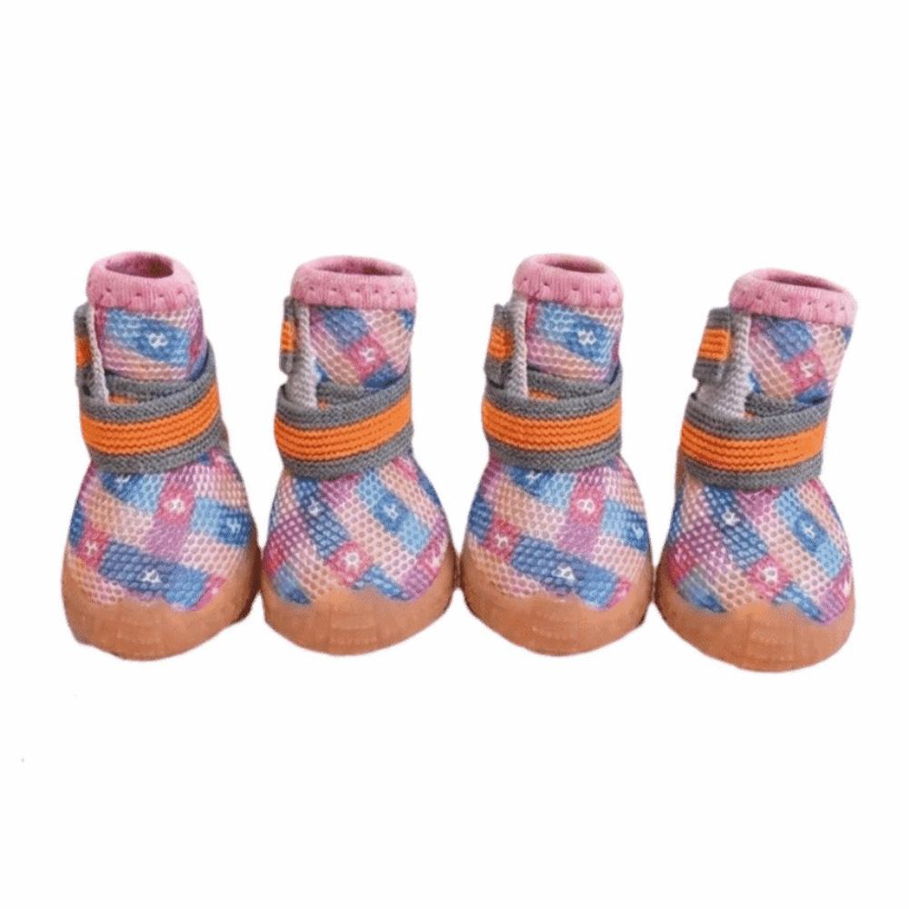 4 pcs/set Non-slip Dog Mesh Shoes Breathable Mesh Dog Sneakers Pet Net Boots  Outdoor Walking