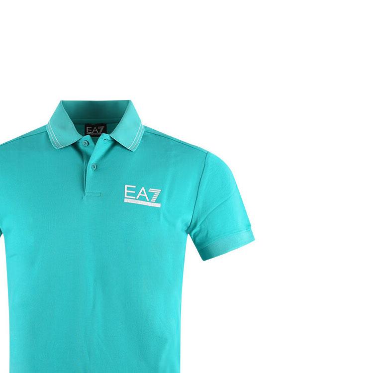 Emporio Armani EA7 Maglietta Polo da Uomo a Maniche Corte con Bottoni e Stampa Logo a Lettere Verde 3DPF25-PJ04Z-1815