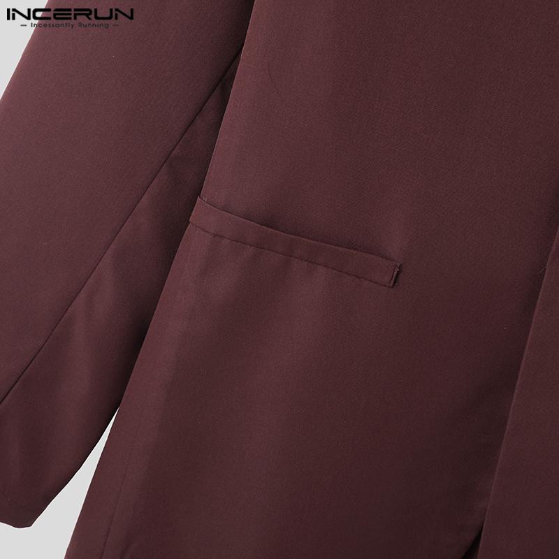 INCERUN Męska lekka marynarka w jednolitym kolorze z jednym guzikiem, marynarka biurowa