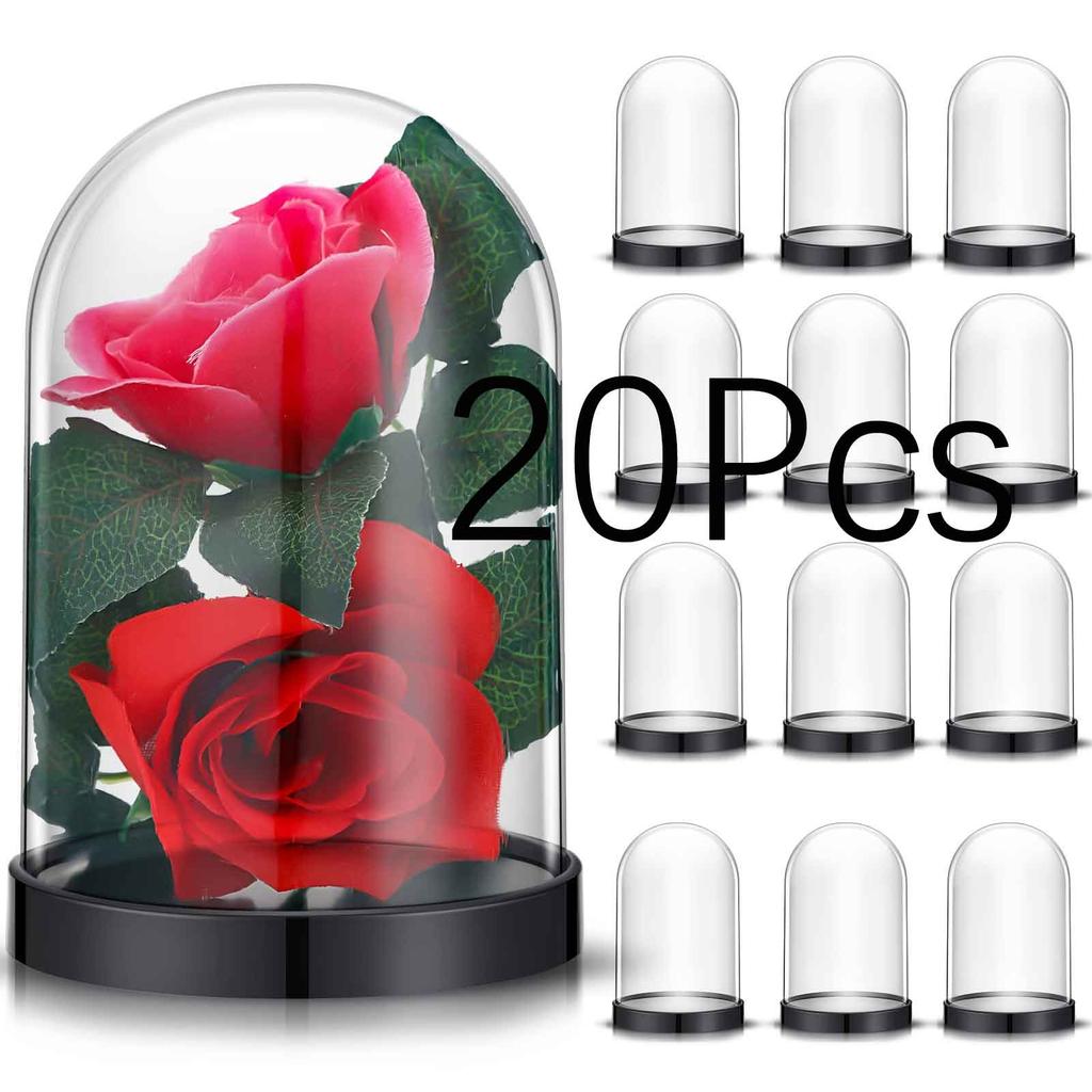DIY Transparent Plastic Bell Jar Dome Ball Screw-On Lid Preserved Flower Display Ideal Valentine's Day  Holiday Craft Decoration