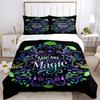3pcs Flowers and Grass You are Magic Printed Bedding Set, Soft and Comfortable Quilt Cover for Bedroom, Guest Room (1 Duvet Cover + 2 Pillow