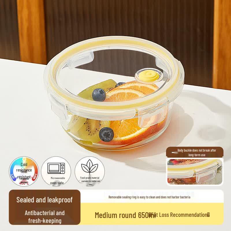Cilock Round Glass Food Storage Container 650ML