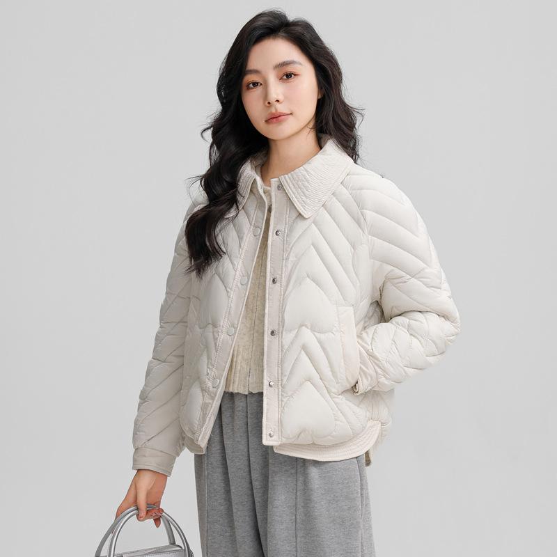 Real winter new product small cotton-padded clothes lapel temperament light and thin short thin down cotton-padded clothes