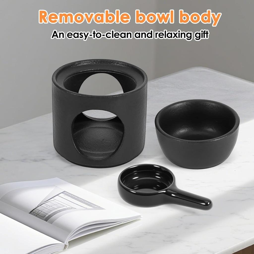 Wax Melt Burners,Ceramic Essential Oil Burner,Wax Melt Burner With Tealight Holder, Wax Burner For Essential Oils With Removable Bowl, Wax Burners