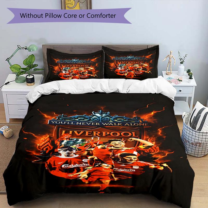 Set copripiumino 3 pezzi (1*Copripiumino + 2*Federe, Senza Nucleo),Set Biancheria da Letto con Stampa Liverpool F.C, Decorazione Camera da Letto, Per Tutte le Stagioni, Regalo di Compleanno