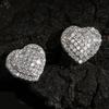 Stylish and Exquisite Geometric Love-shaped Copper Inlaid Zircon Full Diamond Women's Stud Earrings Earrings Jewelry