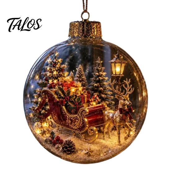Wedding Celebration Supplies 250th Anniversary USA Christmas Ornament, Light Up Plastic Clear Ball Hanging Decoration with Festive Baubles Bell Train