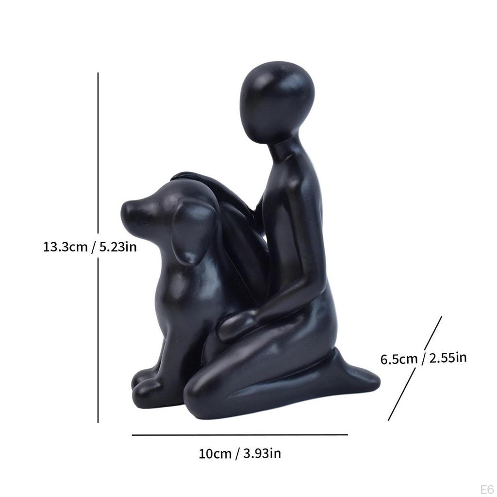 Man And Dog Statue Memorial Resin Figurine Emotional Family Sculpture Heartfelt Home Decoration