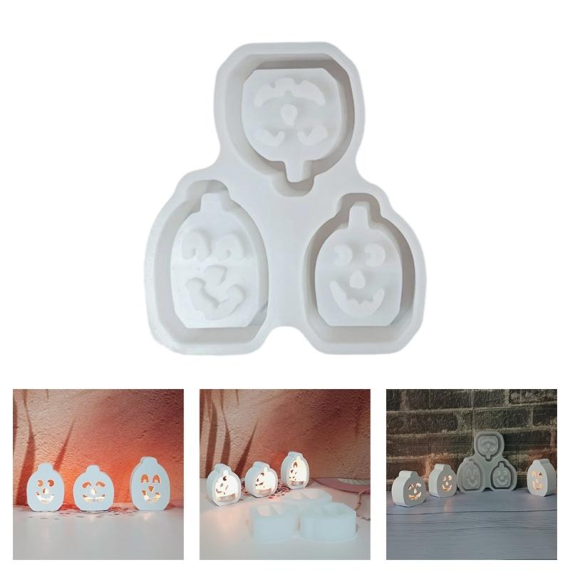 4 Cavities Pumpkins Silicone Molds Halloween Theme Silicone Molds Easy Demolding For Epoxy Resin Candle Tealight Holder
