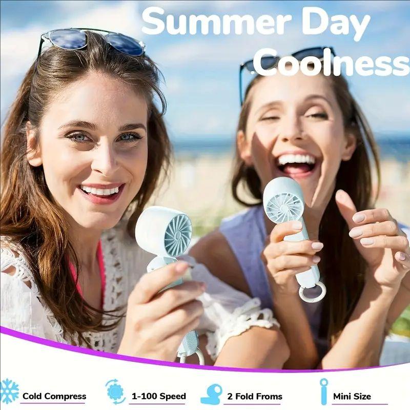 

100-Speed Foldable Mini Fan for Outdoor Travel, Office, Car - USB Rechargeable, Energy-Saving & Adjustable Dual Mode Cooling Tec синій