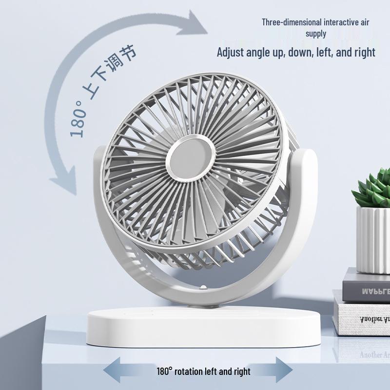 Dual-Head USB Rechargeable Desktop & Floor Fan with 360° Rotation for Outdoors and Camping