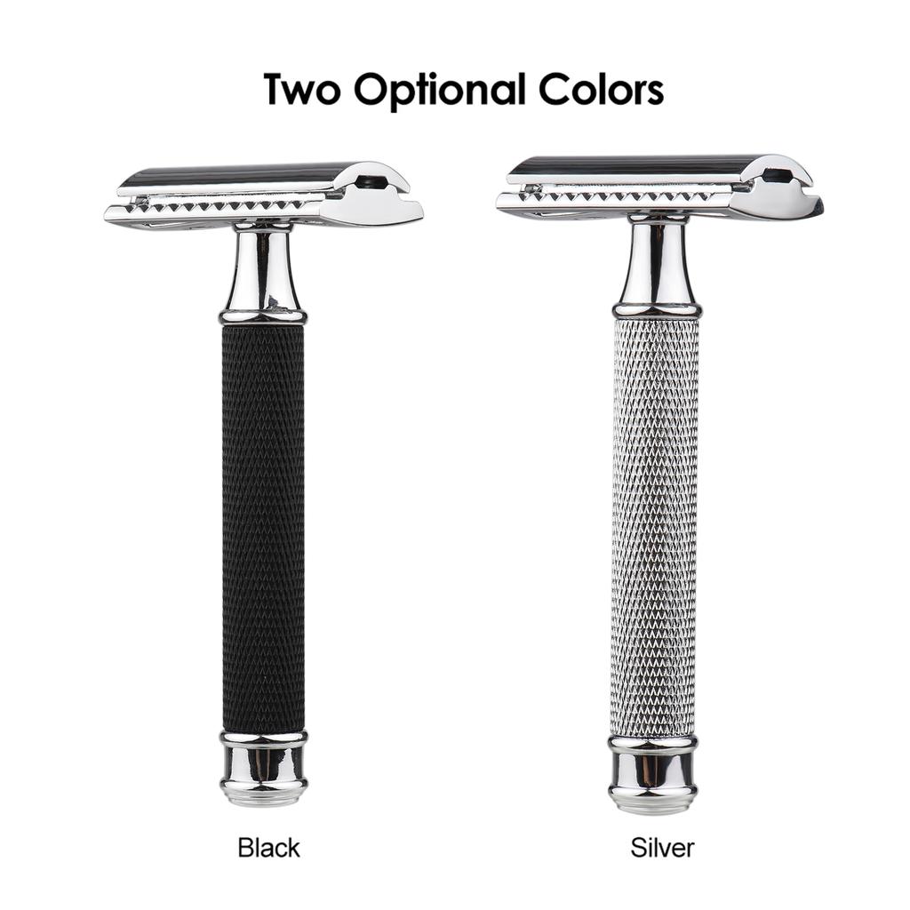 Double , Stainless Steel Manual Shaving with Rotatable Design for Men, Detachable Blades, Lightweight and Portable for Salon or Use