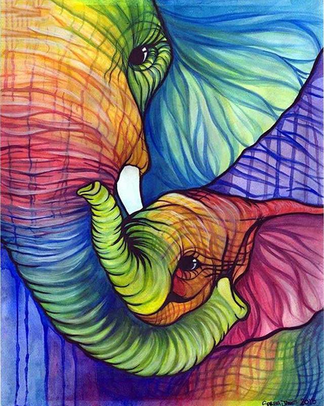 5D Diamond Painting Elephant Full Drill Square Needlework Diamond Embroidery Full Set Animal Diamond Mosaic Cross Stitch Craft Kit Home Decor