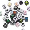 100Pcs/lot 5*5MM Black Gold Color Square Letter Acrylic Beads A-Z Cube Loose Spacer Alphabet Beads For DIY Jewelry Making