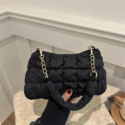 2025 New Pleated Cloud Bag Niche Fashion Shoulder Bag Trend Bubble Underarm Bag Down Cotton Bag