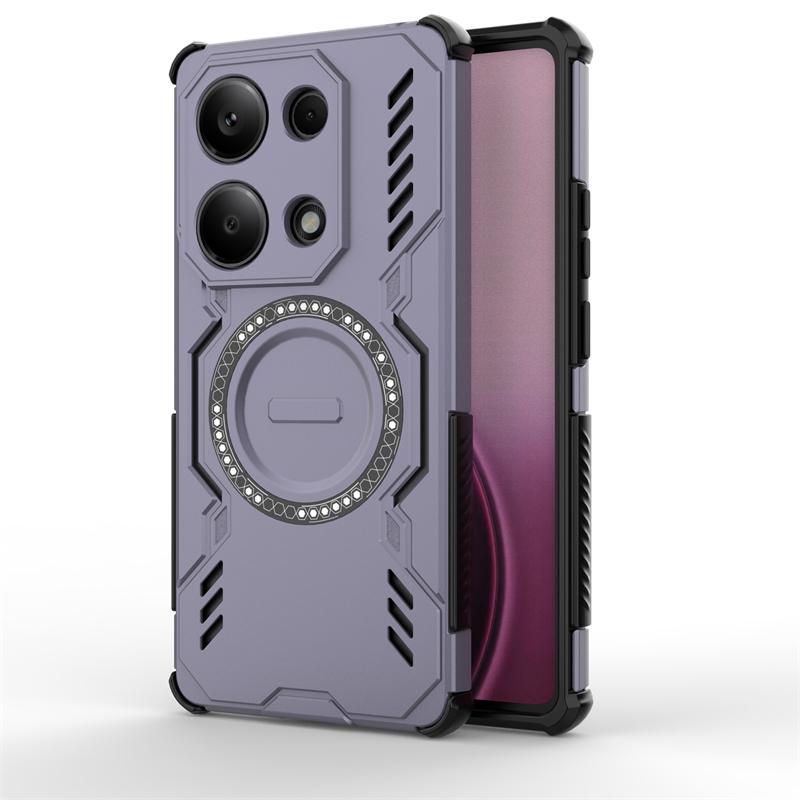 Armor Case For Xiaomi Poco M6 Pro 4G Magnetic Adsorption Wireless Charge Cover For Poco M6 Pro 4G Case For Poco M6 Pro 4G Case