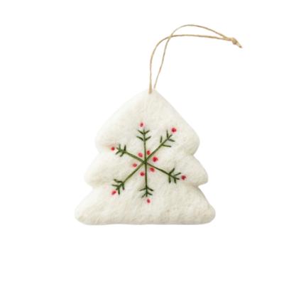 Lindo pingente de floco de neve de feltro de Natal, enfeite de árvore de floco de neve de coração macio, pentágono, árvore de Natal requintada