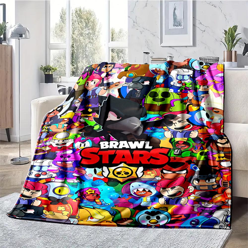Brawl Stars Theme Printed Blanket - Perfect for Couch, Bed, Travel & Outdoor Use | Machine Washable, Cozy & Durable.