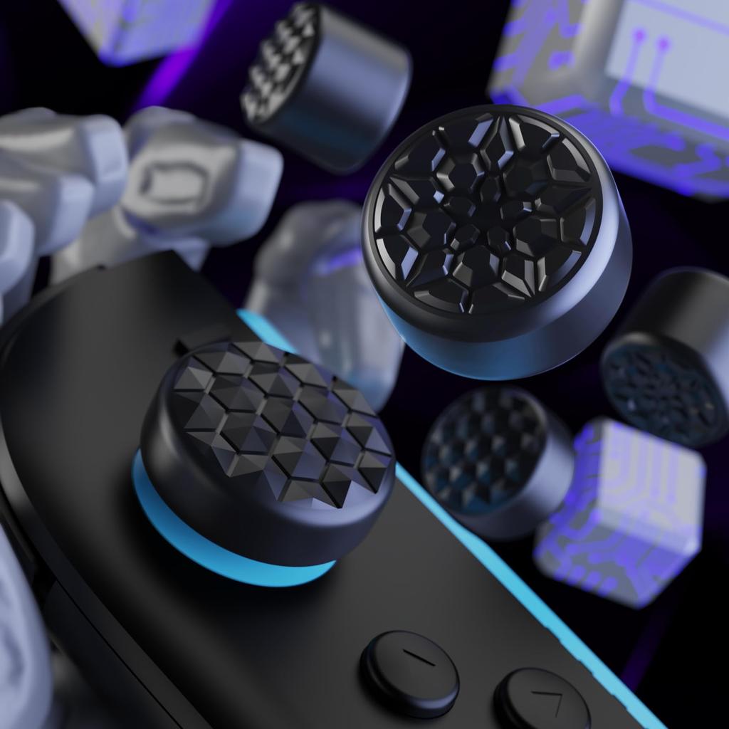 PlayVital QUANTUM Pro Ergonomische Daumenkappe für die 2025 Neue Switch 2 Drei Höhenverstellungen Verbessertes Zielen Diamanttextur Crack Bomb Design –