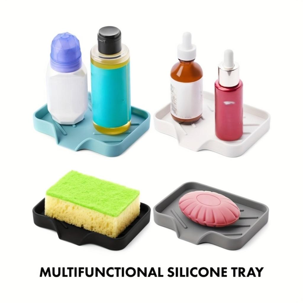Silicone Soap Drain Pad, Non Slip Plastic Soap Tray, Multifunctional Soap Holder, Used for Bathroom Accessories