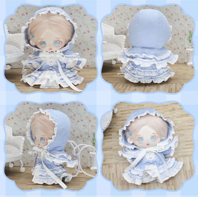 AXLUCE Plush Clothes - 20cm Lolita Hooded Cape Doll (Light Blue)