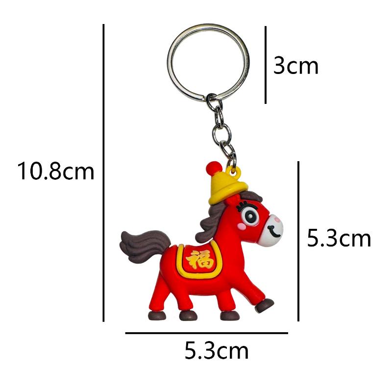 3 st Kreativ Hästberlock Nyckelring Söt Tecknad Zodiak Hästår Lyckoberlock Ryggsäcks Hängande Dekoration Tillbehör Gåvor