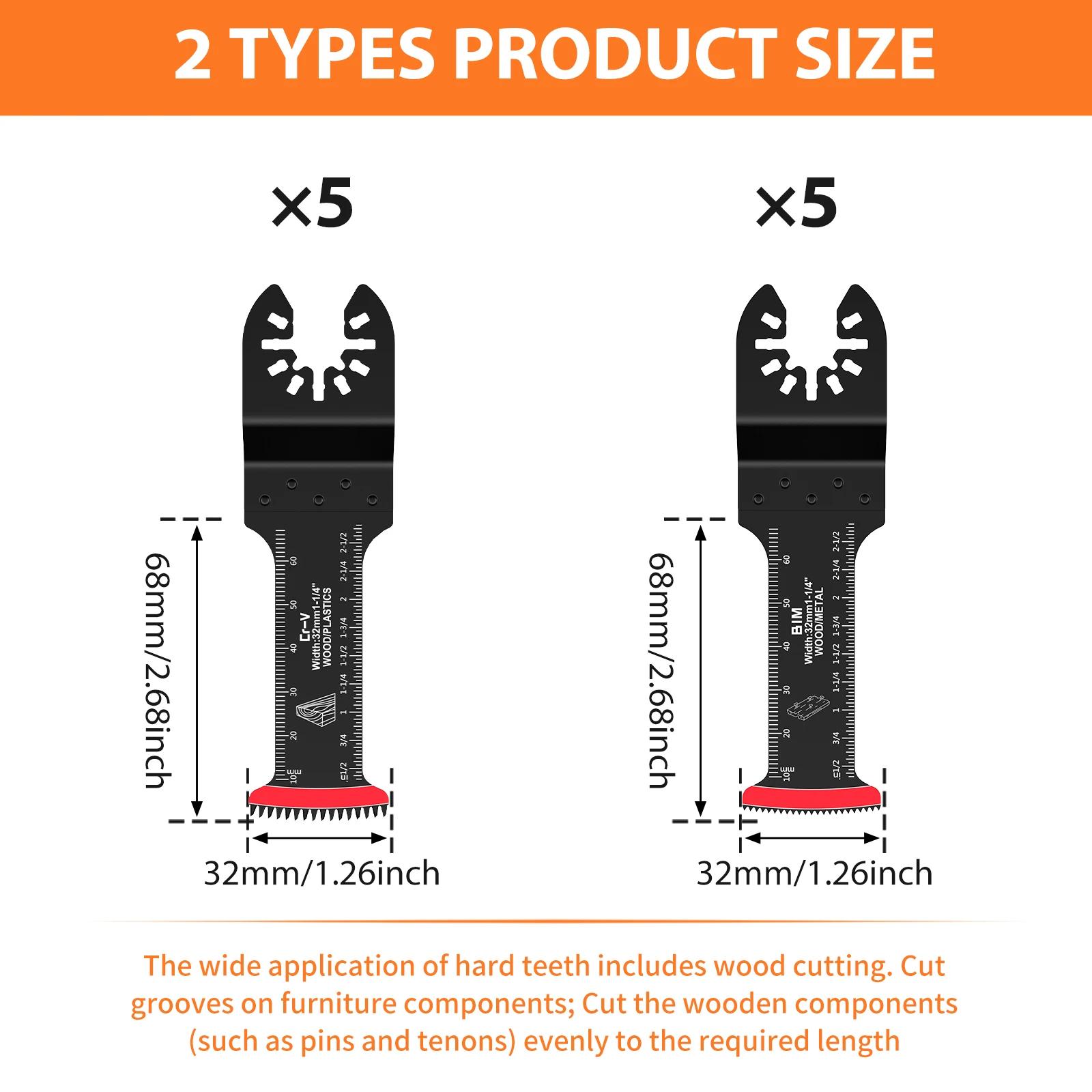 

10Pcs Oscillating Saw Blades Set Compatible Quick Release Tool Kits Efficient Versatile Multi Tool Blades Kits for Wood Cutting 10pcs