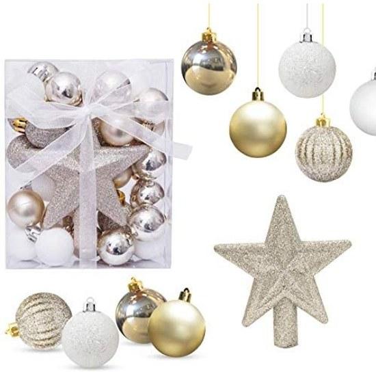Christmas Ornament Ball 3cm Tree Top Star Vibrant Decoration Set Hanging Large That Stands Out On Nordic Accessory 30 Pieces Elegant Stylish Party