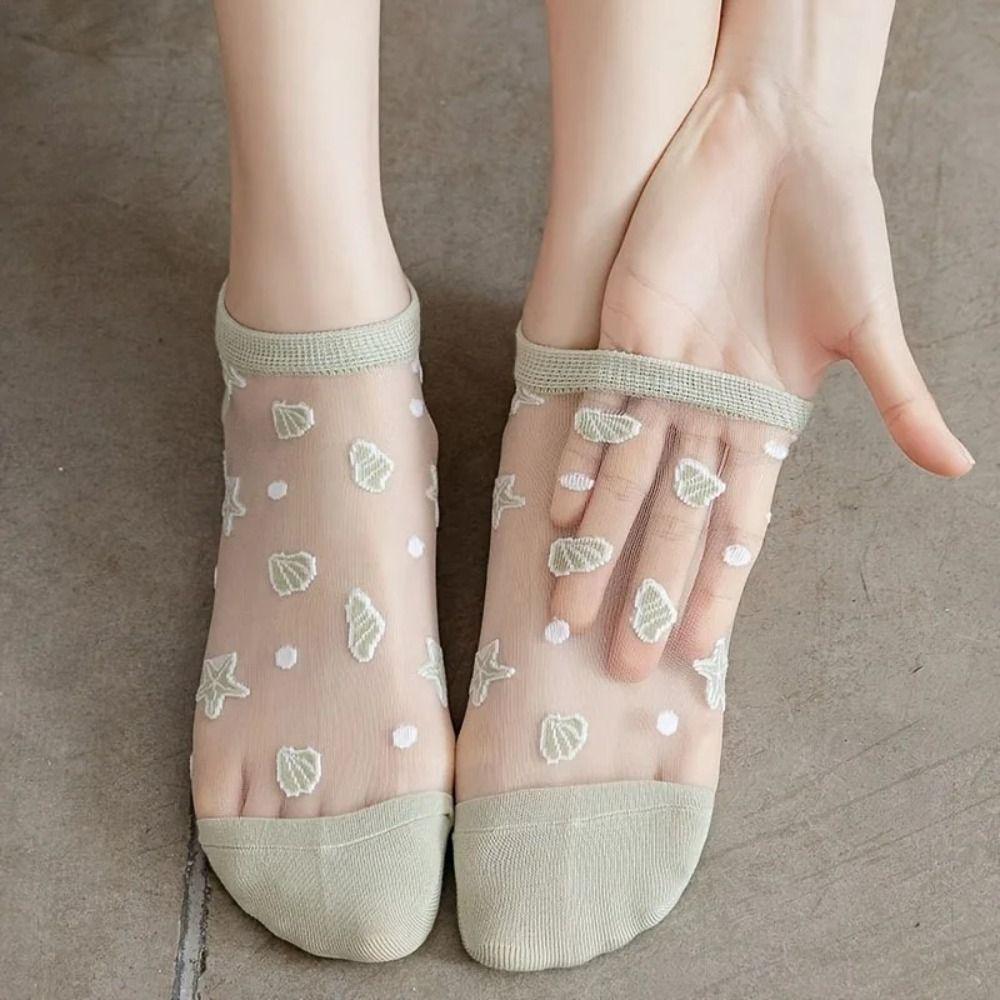 Silk Crystal Glass Silk Socks Breathable Short Socks Cute Lastic Socks