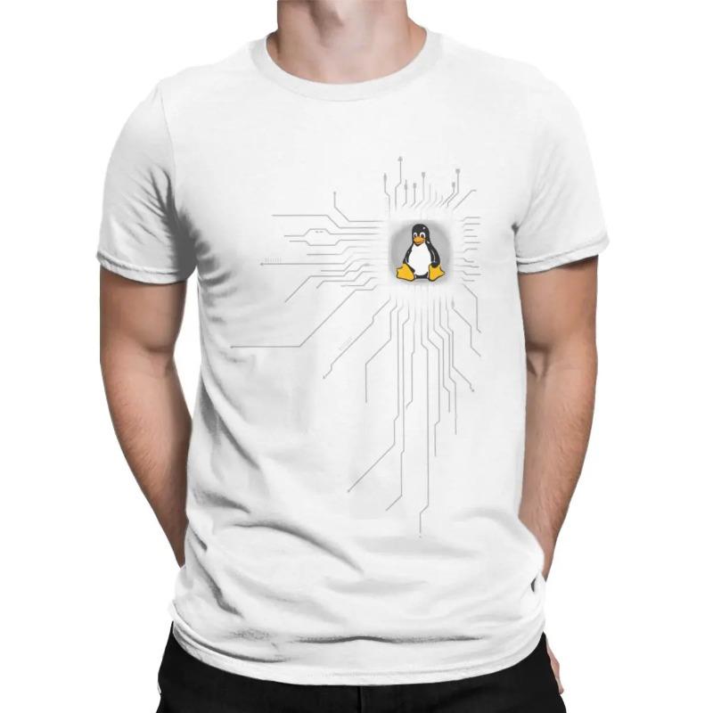 Pinguin PC Nerd Core CPU Linux T-Shirts Männer Computer System Lustige Reine Baumwolle T-Shirt Crewneck Kurzarm T-Shirts Kleidung T-Shirts männer