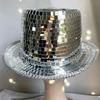 Vacation Panama Hat Shining Mirrored Reflective Gleaming Top Hat for Club Carnivals Music Festival Cool Disco Party