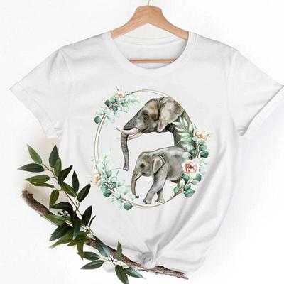 Tee Shirt Lady Clothes Elephant Lovely Animal Love Casual Fashion T Women Short Sleeve Tshirt Top Female Graphic T-shirts