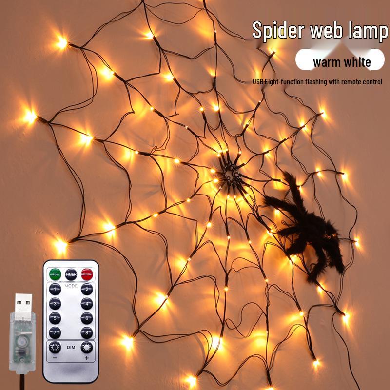 LED Spider Web String Lights - Halloween Room Decor